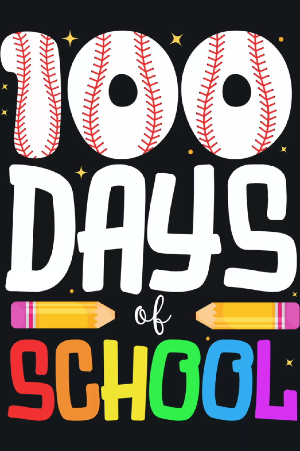 100 days school baseball sport design