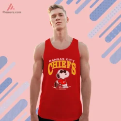 Red tank top showing Snoopy with football