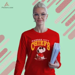 Red long sleeve tee with Snoopy and Kansas City text