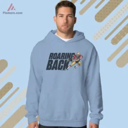 1980 San Francisco 49ers Roaring Back Football T Shirt Vintage 1 San Francisco 49ers Roaring Back hoodie in light blue