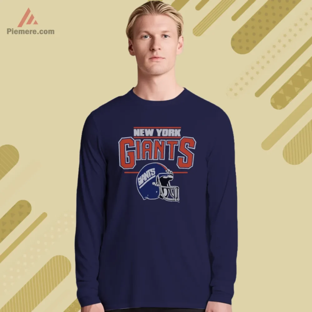 Long sleeve tee with New York Giants Big Blue logo in navy