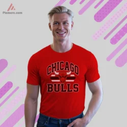 1980s Chicago Bulls Big Logo Basketball Shirt short sleeve red