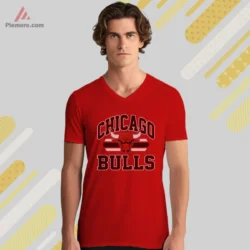 Chicago Bulls big logo v neck red shirt