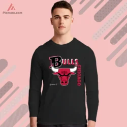 Chicago Bulls head logo long sleeve black shirt