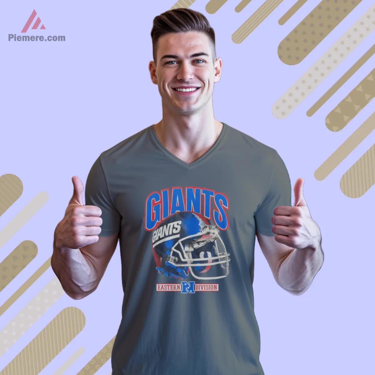 Giants Helmet v neck charcoal Charcoal v neck tee with Giants helmet print
