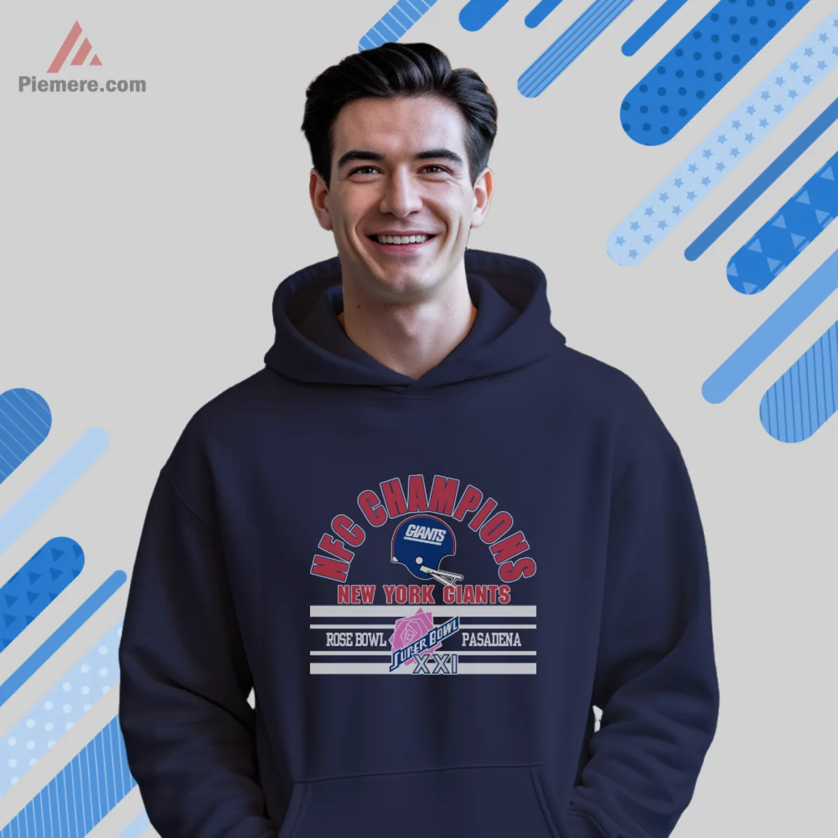Giants NFC Champions hoodie navy Navy hoodie with 1986 New York Giants champions graphic