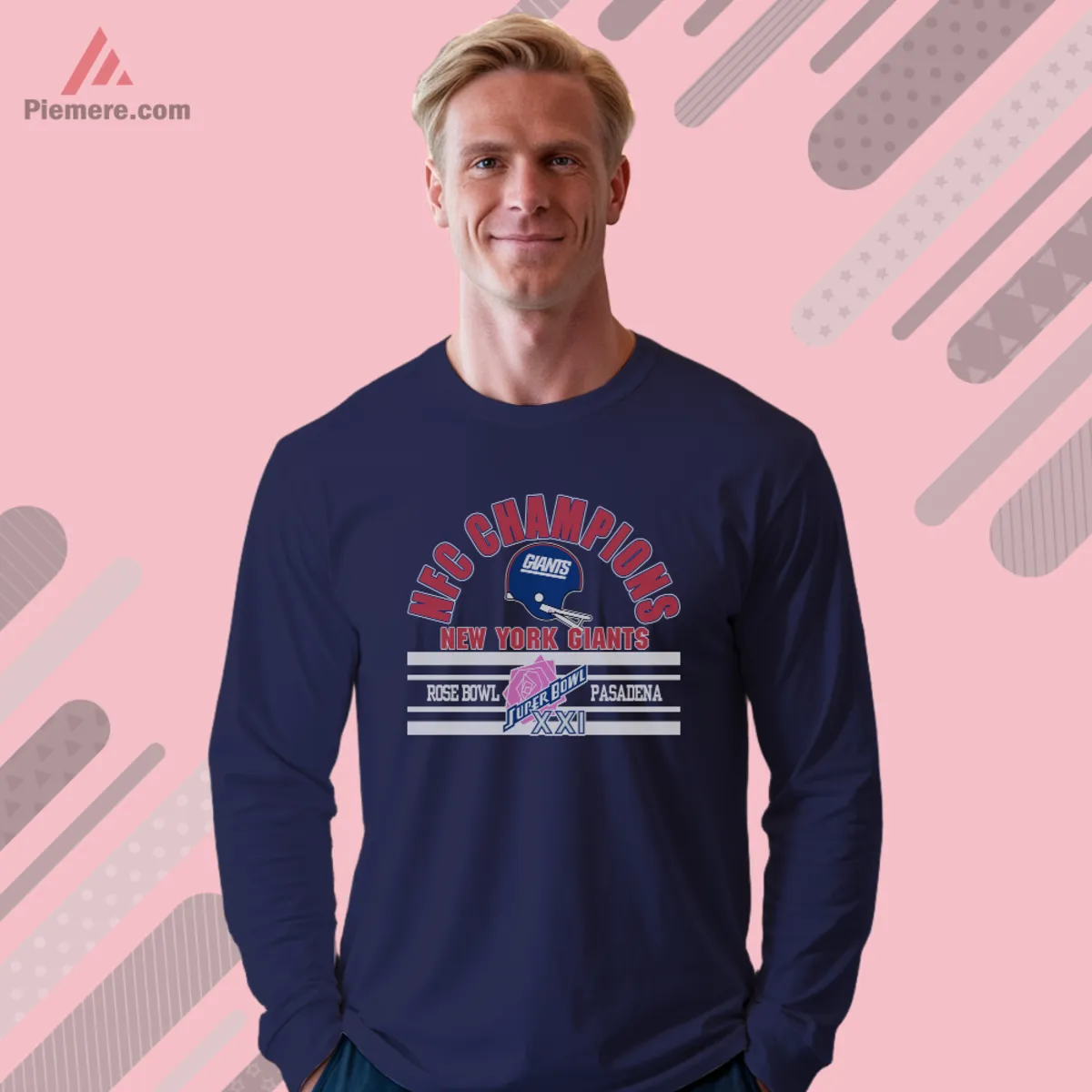 Giants NFC Champions long sleeve navy Long sleeve tee celebrating Giants NFC title in navy