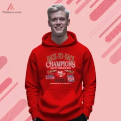 San Francisco 49ers champions graphic on red hoodie