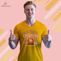 San Francisco 49ers champions graphic on orange v neck