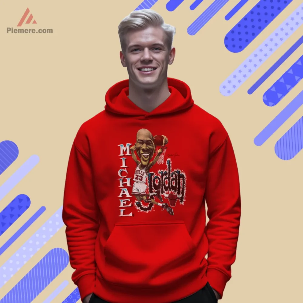 Michael Jordan cartoon bulls hoodie in red