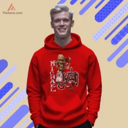 Michael Jordan cartoon bulls hoodie in red