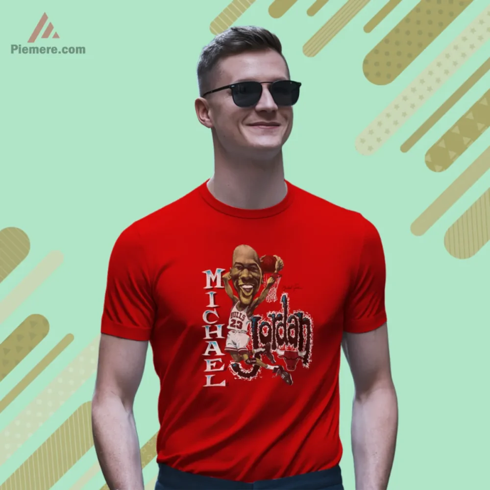 1990 Michael Jordan Chicago Bulls Cartoon Basketball Shirt short sleeve red