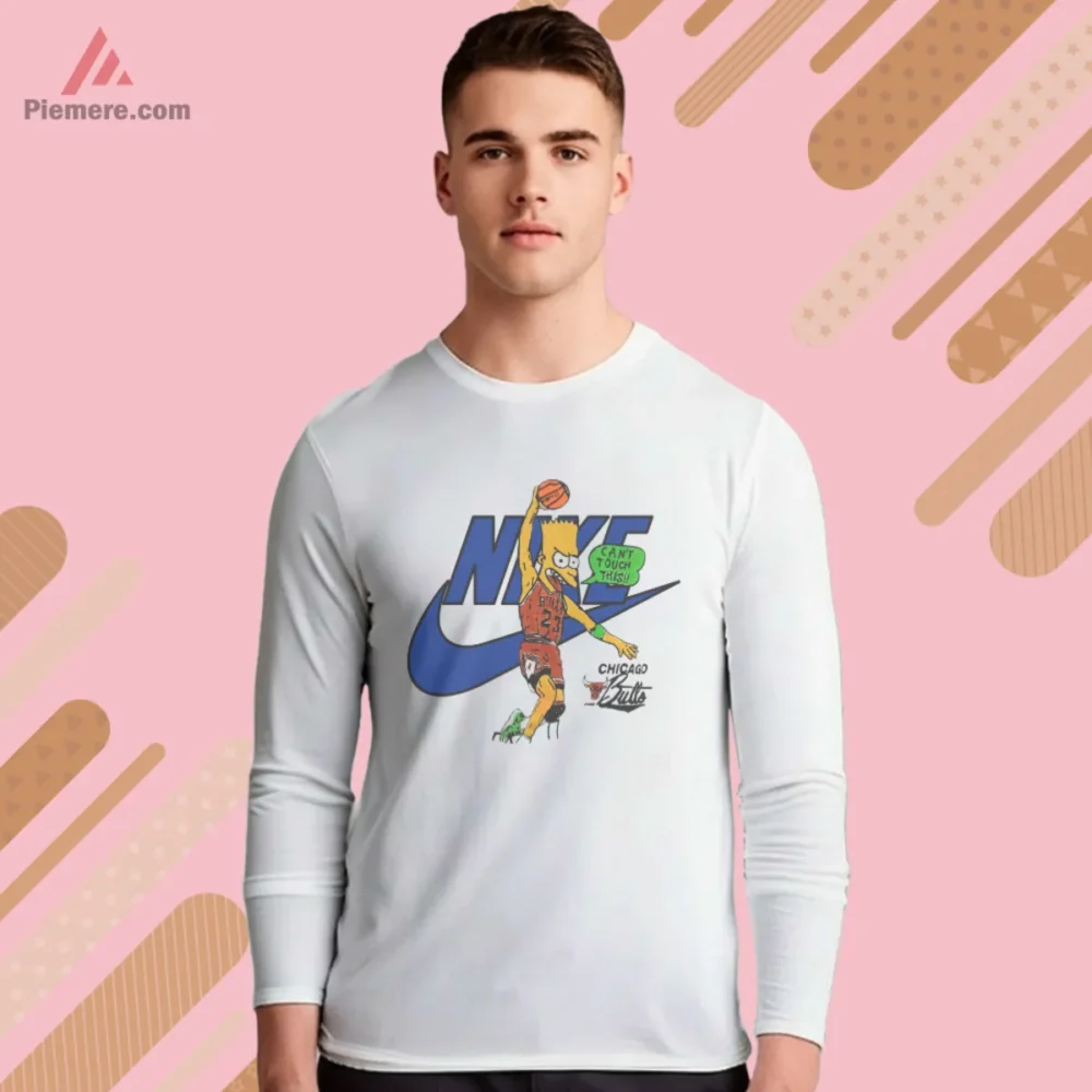 Bart Simpson Chicago Bulls parody long sleeve white shirt