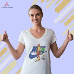 Chicago Bulls parody v neck white shirt with Bart graphic