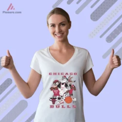 Chicago Bulls Looney Tunes v neck white shirt