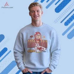 Light blue sweatshirt with retro quarterback vibe