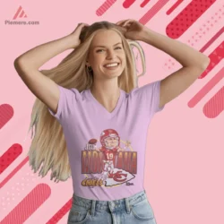 Light pink v neck tee with vintage Kansas City design