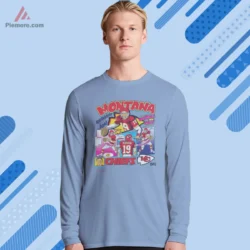 Light blue long sleeve with nineties comic inspired graphic