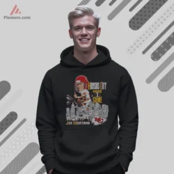 Black hoodie with Joe Montana inspired Kansas City graphic
