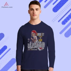 Navy long sleeve featuring classic Kansas City football artwork