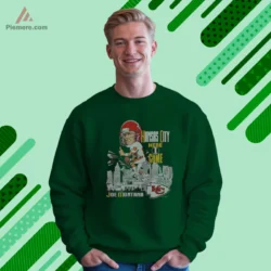 Forest green sweatshirt with throwback Kansas City theme