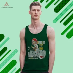Forest green tank top with Joe Montana Kansas City artwork