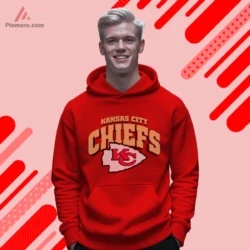 Red hoodie with arch logo and KC emblem