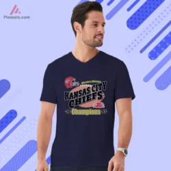Navy V neck tee with Champions 95 graphic and bold team name