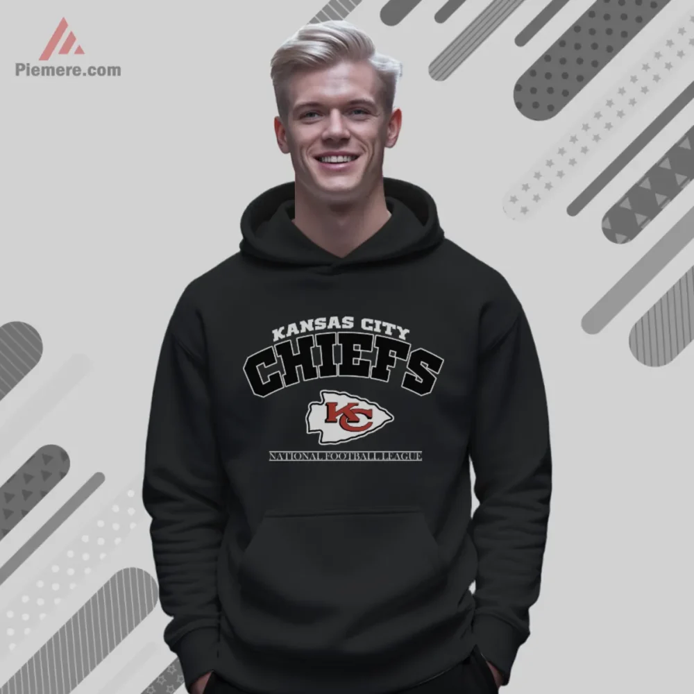 Black hoodie featuring outlined arch wordmark and KC emblem