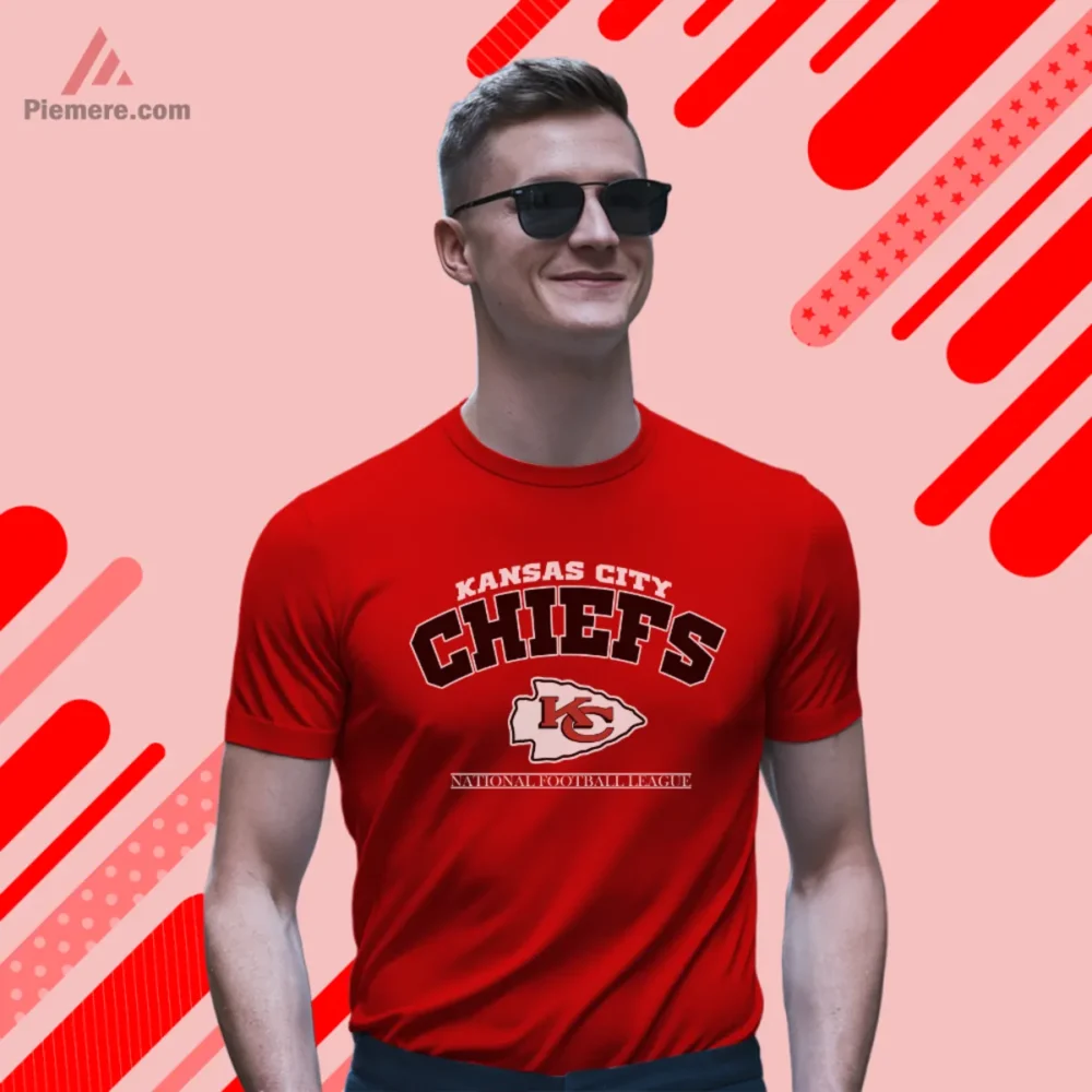 1990s Kansas City Chiefs Outlined Arch Football Shirt with bold outlined arch and KC arrowhead on red