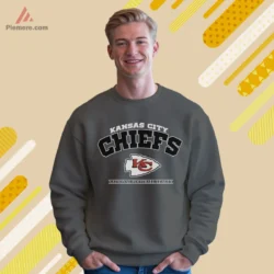 Charcoal sweatshirt showing outlined arch and KC logo