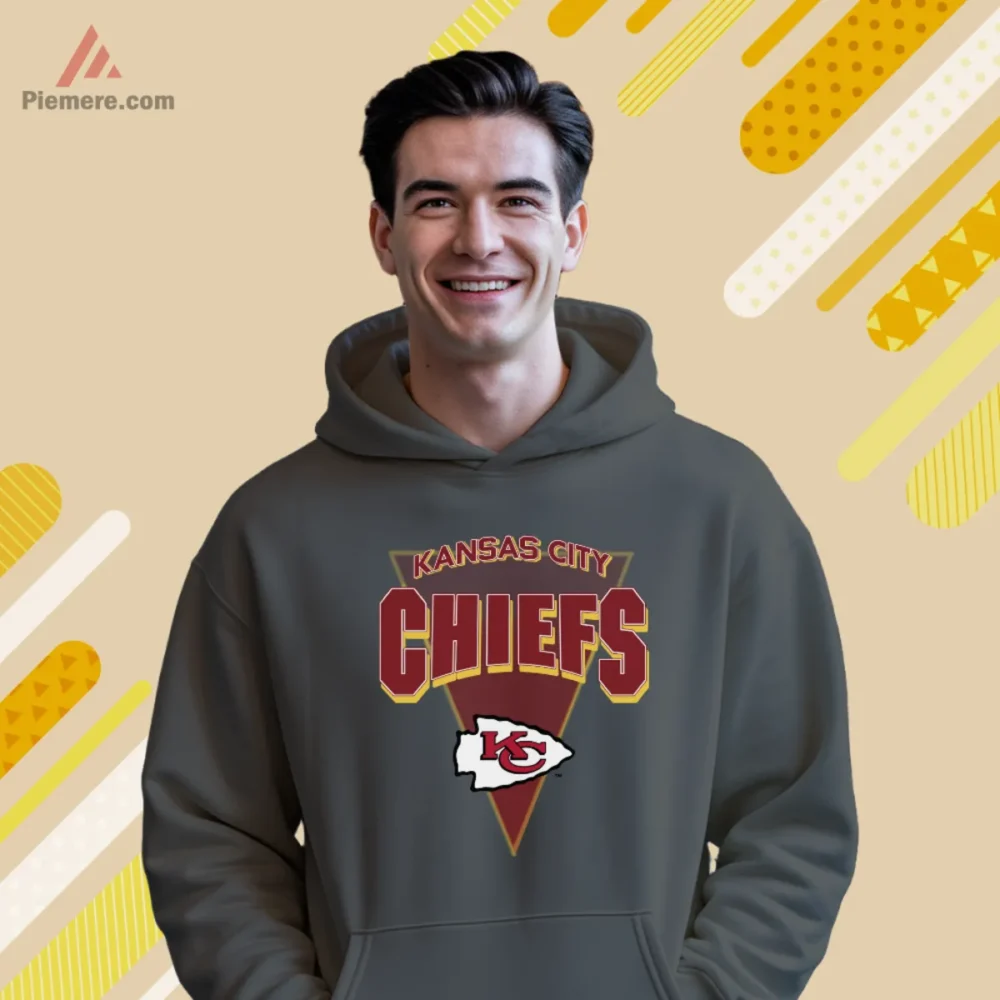 Charcoal hoodie featuring Kansas City Chiefs pennant logo artwork
