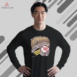 Black long sleeve tee with cracked stone arch letters