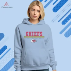 Light blue hoodie with vintage wordmark