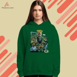 Packers Cheeseheads artwork on forest green hoodie