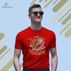 Red short sleeve tee showing breakthrough cartoon and bold CHIEFS text