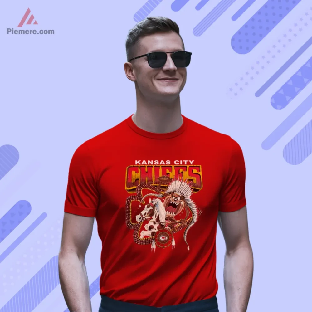 Red short sleeve tee featuring Taz and Kansas City word art