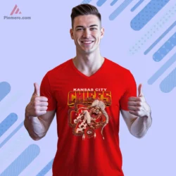 Red V neck tee with classic Taz and Chiefs text