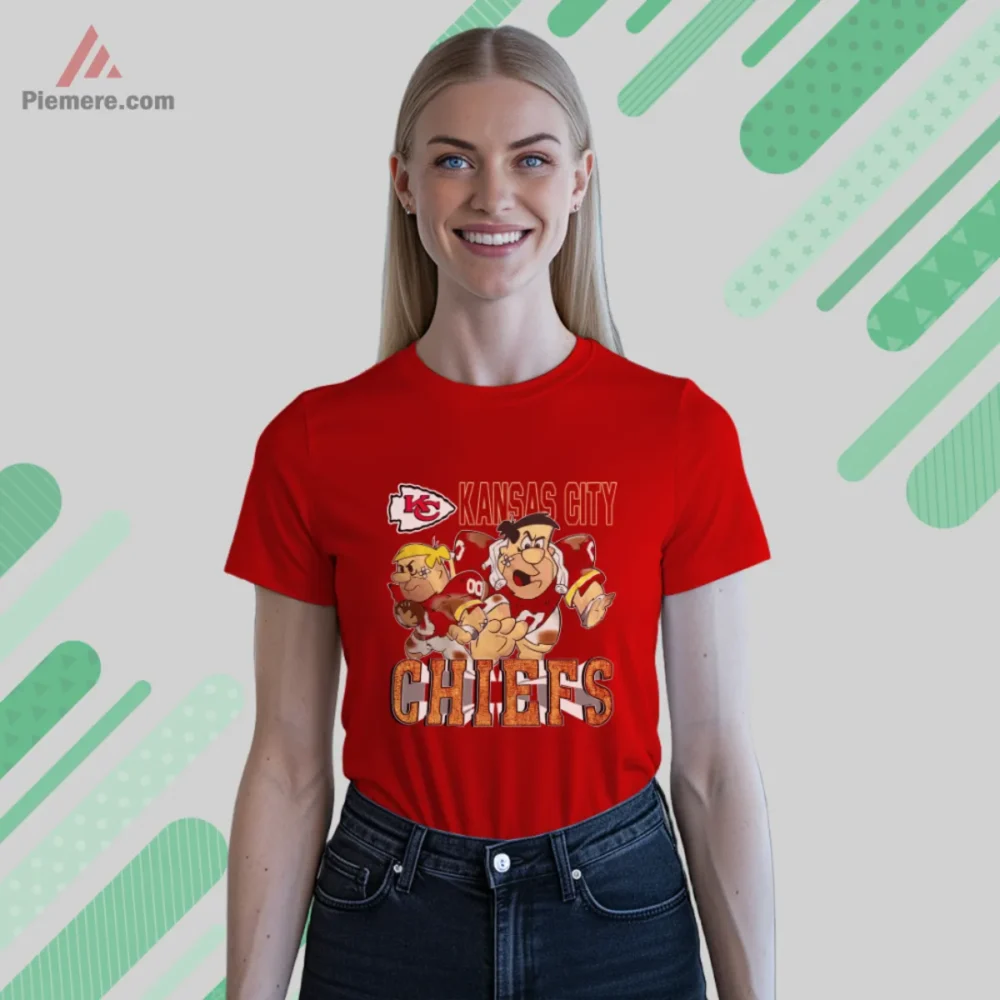 1994 Kansas City Chiefs The Flintstones Football Shirt with cartoon duo and KC arrowhead