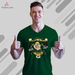 Packers Taz Looney Tunes V neck in forest green