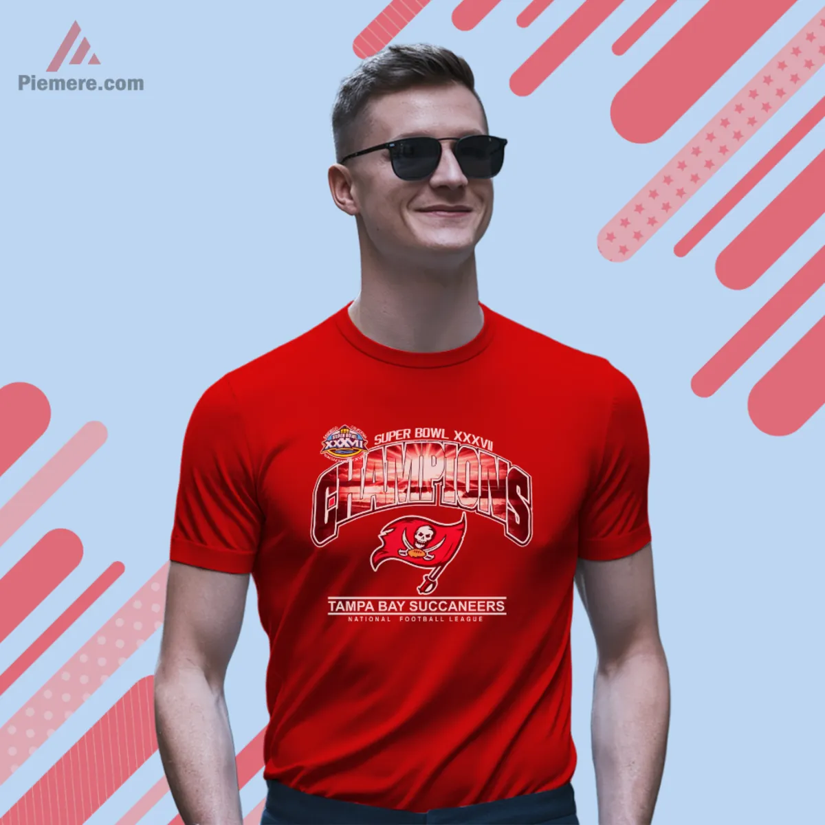 2003 Buccaneers Super Bowl Champions Shirt Red Short Sleeve 2003 Tampa Bay Buccaneers Super Bowl XXXVII Champions Football Shirt red short sleeve