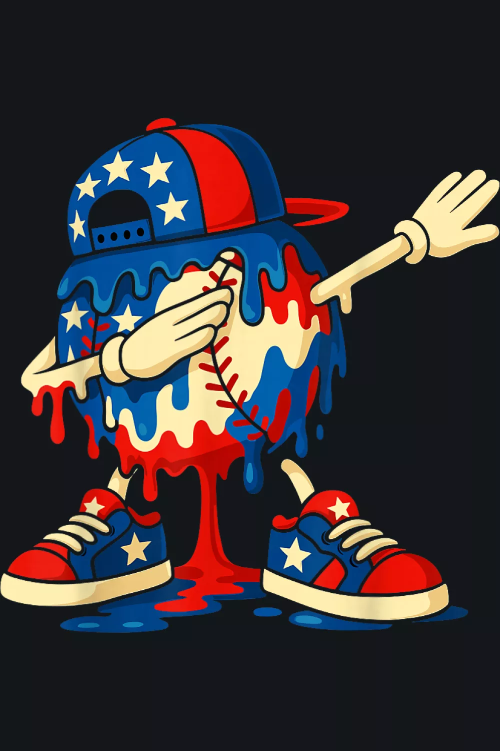 Patriotic color mix with dab pose