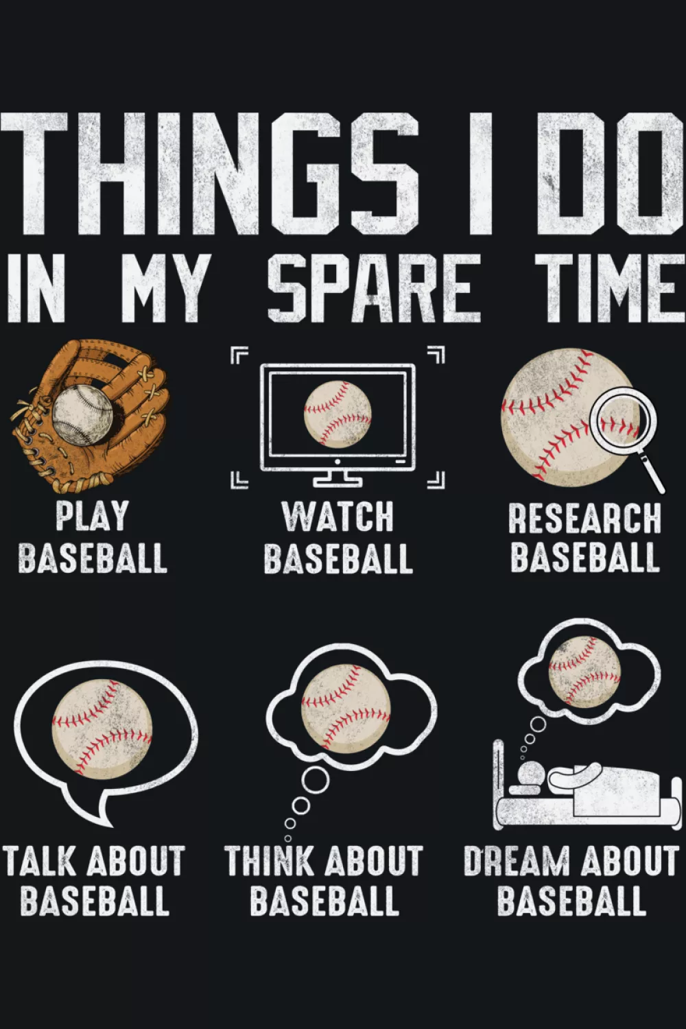 Six item baseball checklist with clear icons that feels like a quick snapshot of your free time.