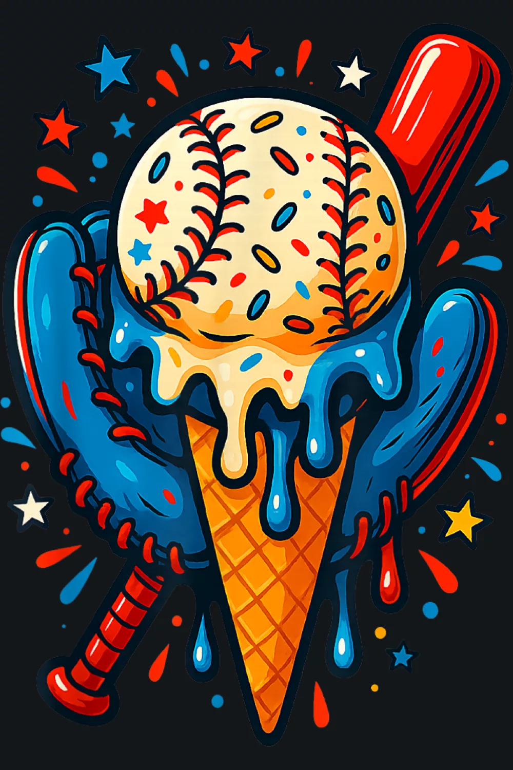 Red white blue cone with stitched scoop