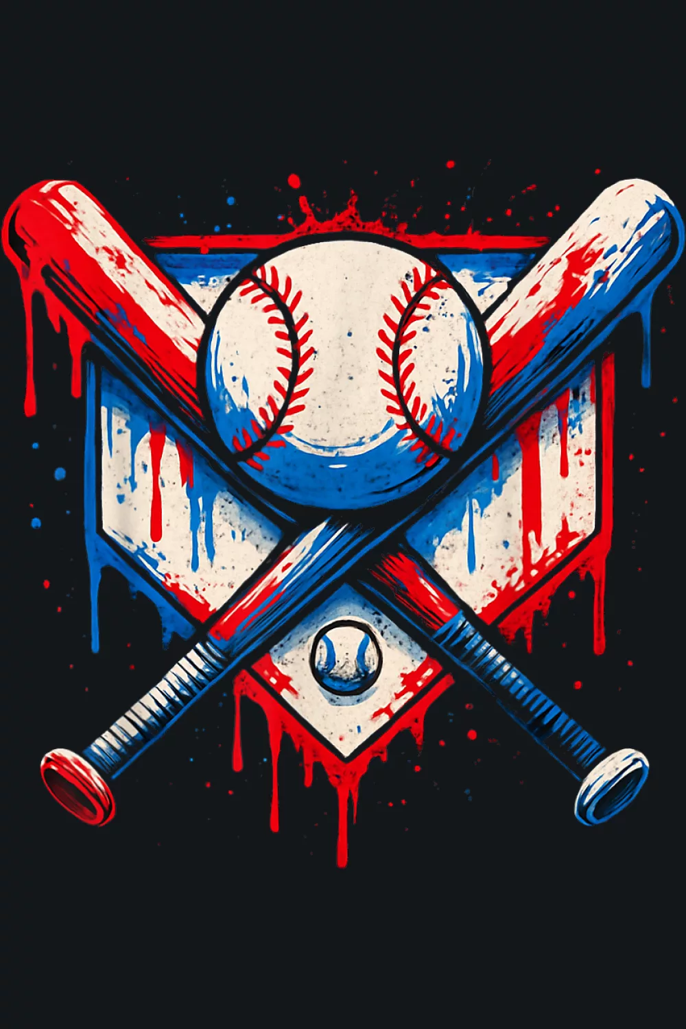 Graffiti style ball and bat crest