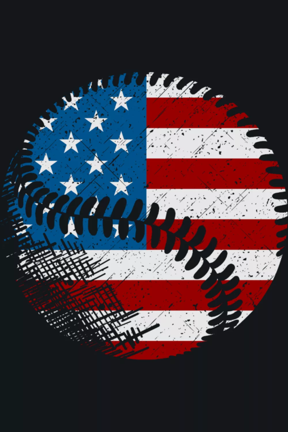 Half ball half flag circle with bright stitched center line
