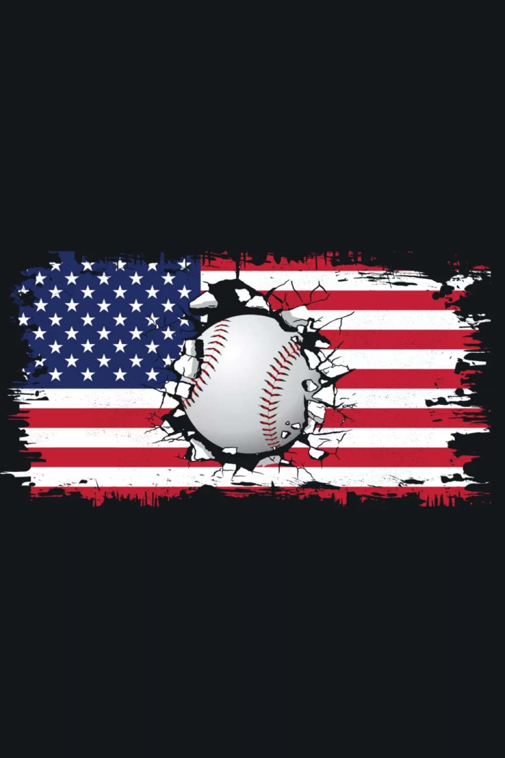 Long flag banner with baseball resting in the center stripe