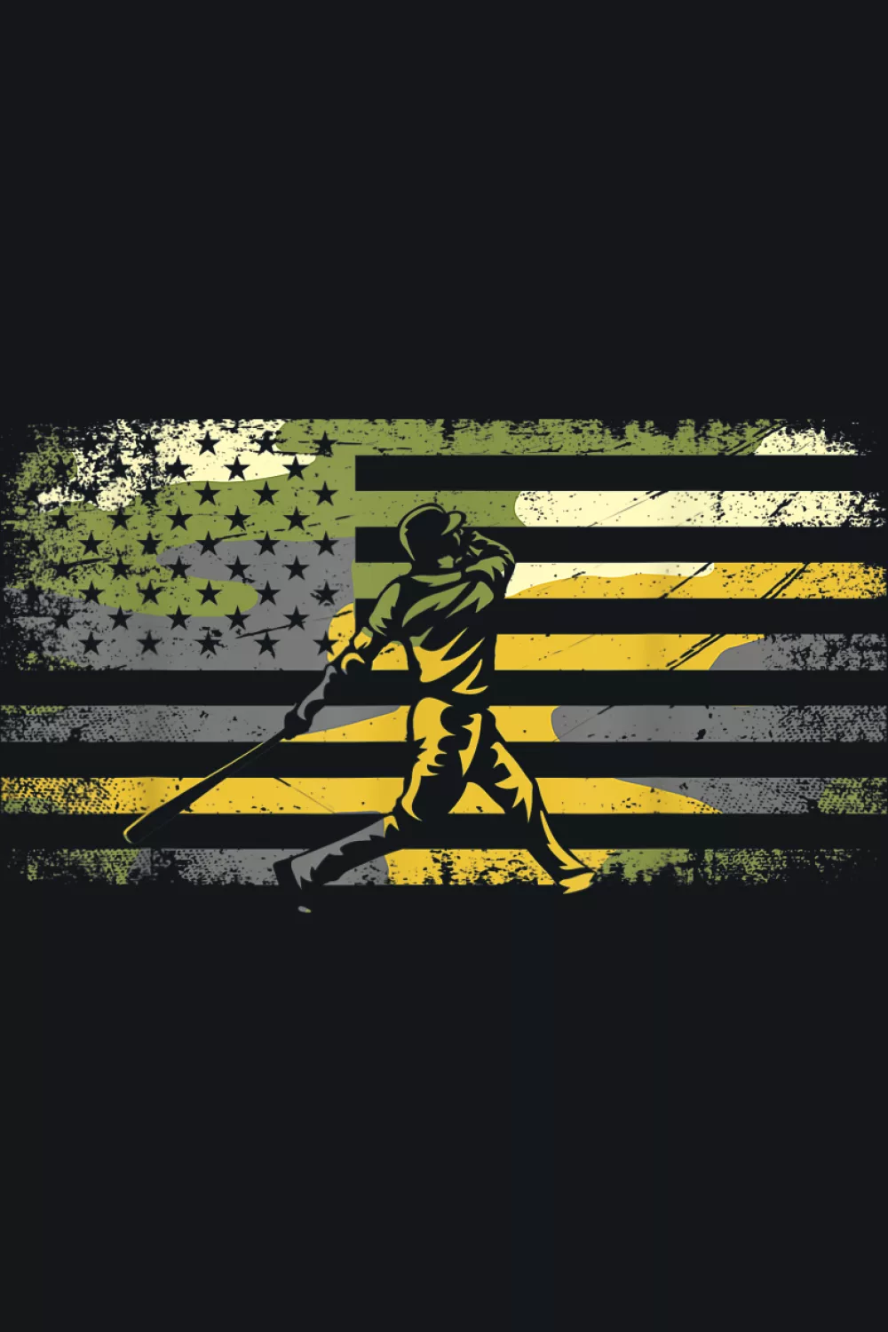 Horizontal camo flag stripe with pitcher and batter