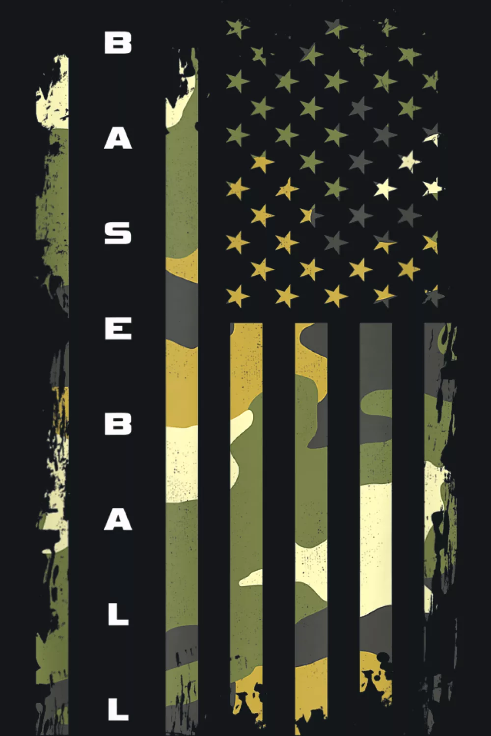 American flag camouflage baseball graphic with vertical stripes