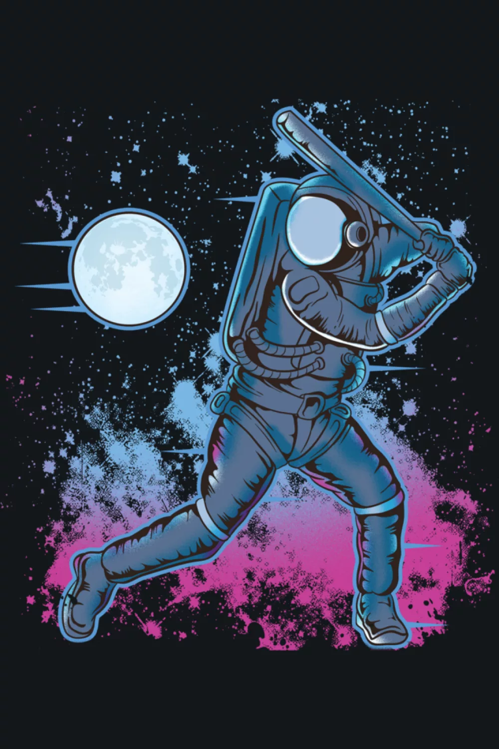 Astronaut baseball outer space moon gift style with clean, bold space sports artwork.